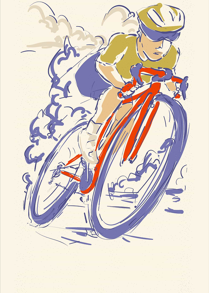 vintage cyclist speeding