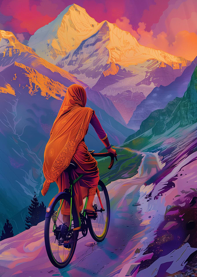 indian woman riding circle