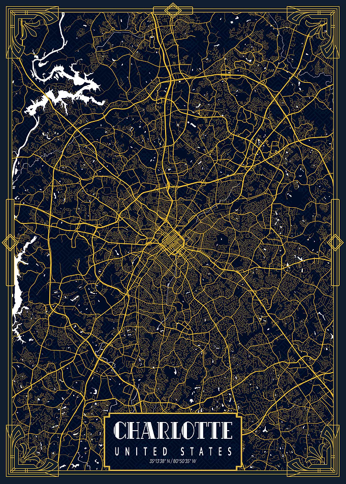 Charlotte City Map Gold