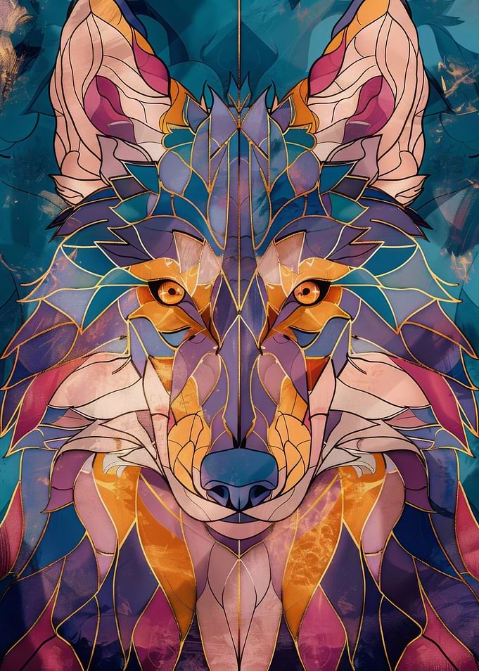Wolf Retro Gold Glass