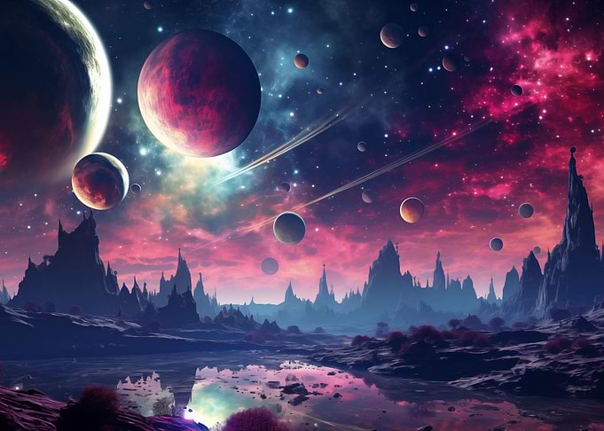 Valley Of Galaxy Landscape