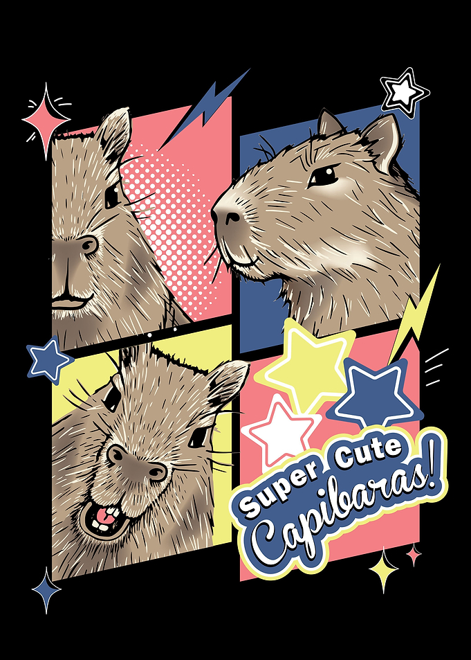 Cute and happy capybaras