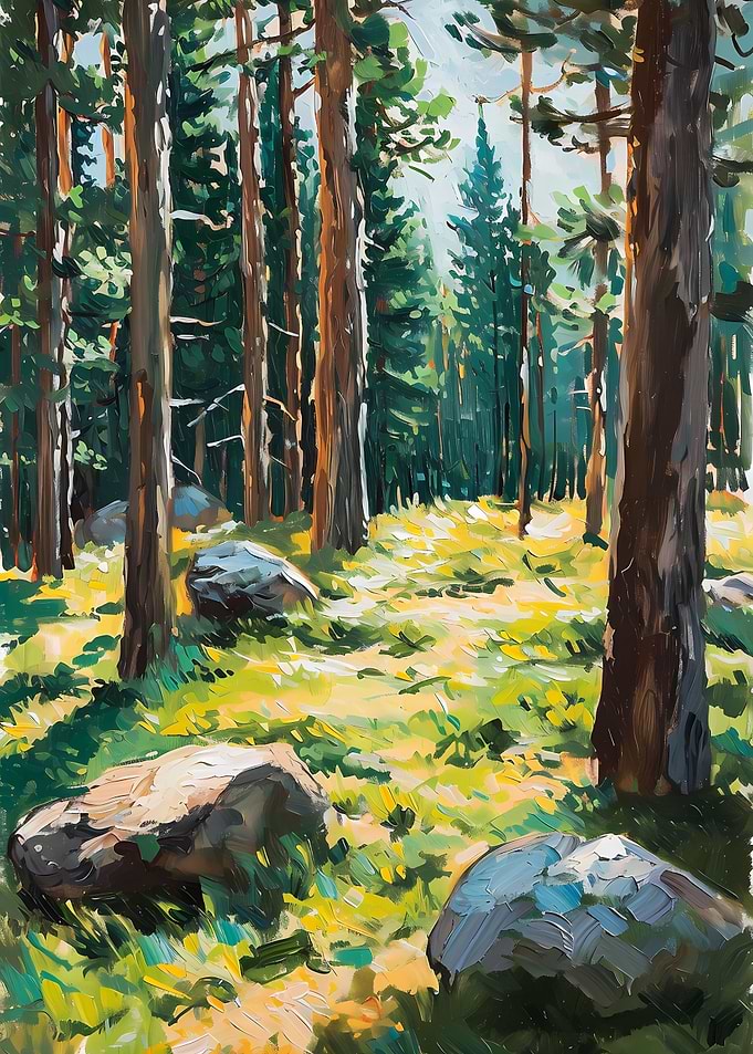 Forest Trees With Sunlight