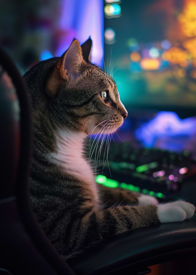 Cat Gaming Lazy