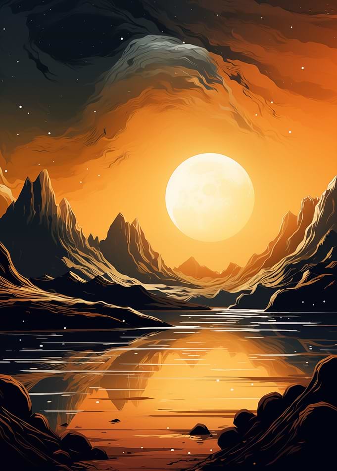 Fantasy Mountains Sunset
