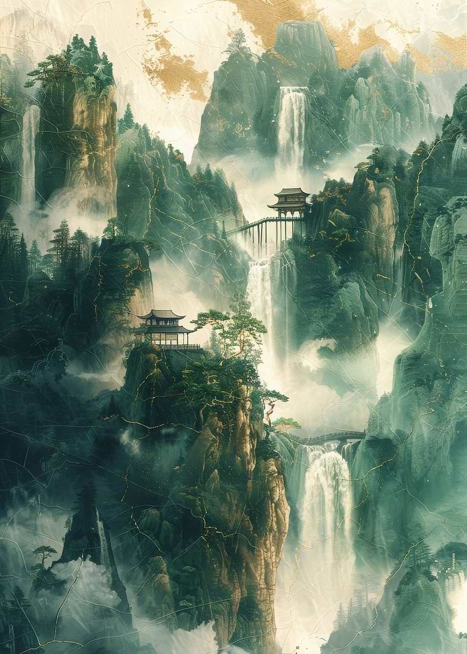 Waterfall Gold Decor