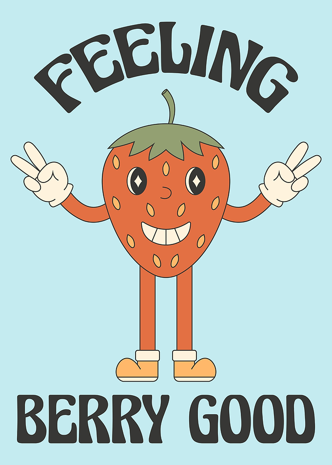 Retro Strawberry Character
