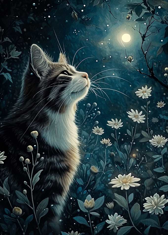 cat and flower moon