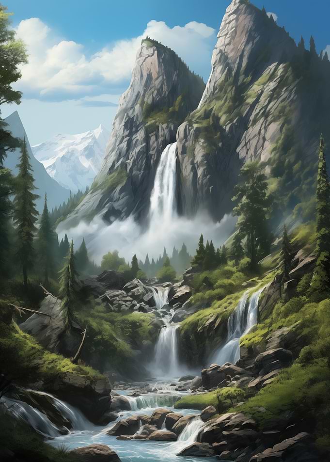 Waterfall in Forest Nature