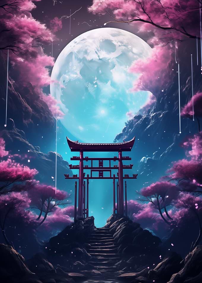 Japan Torri Gate Night