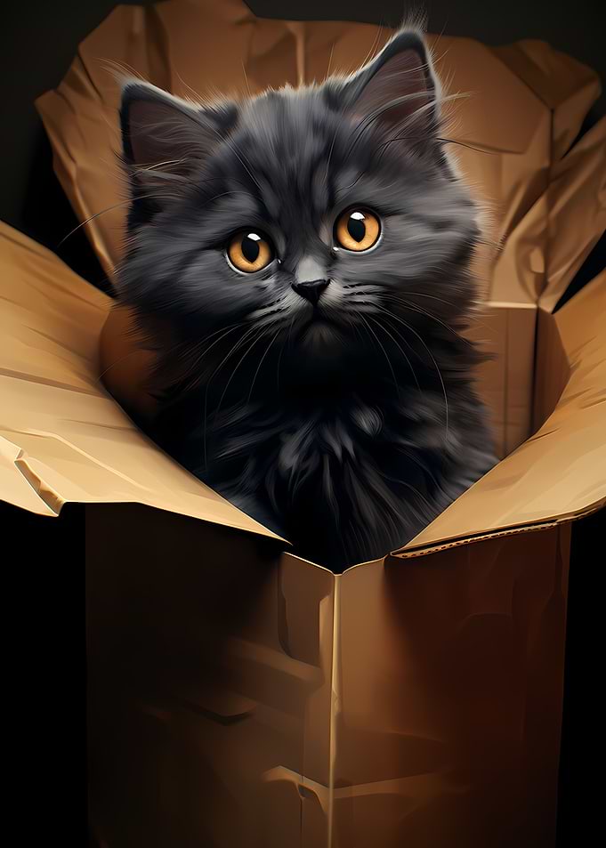 Persian Cat in Carton Box