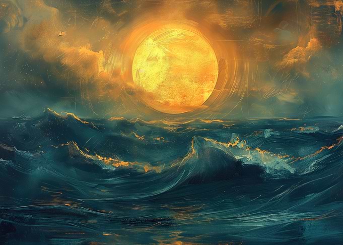 Full Moon Over Ocean Water
