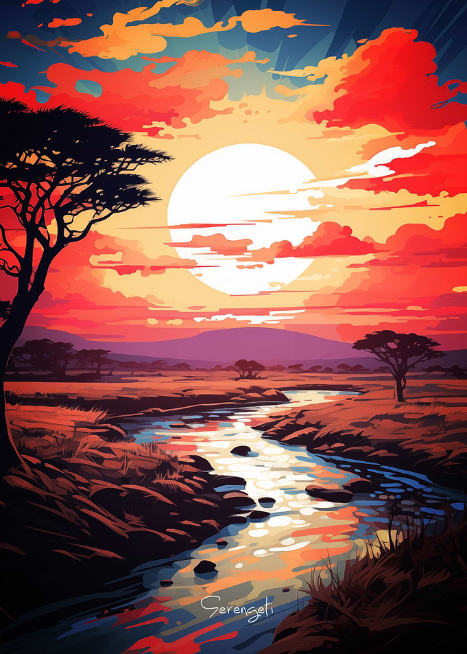 Serengeti Oil Painting