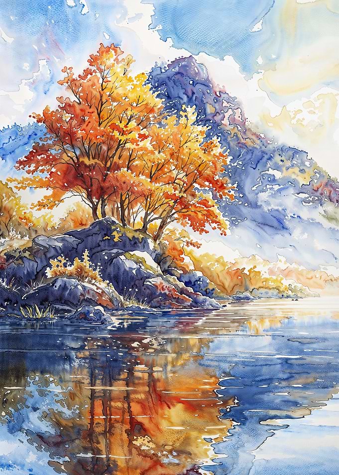 Fiery Autumn Shore
