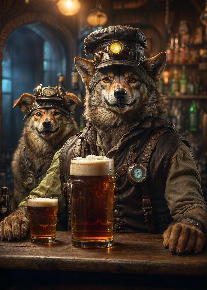 Steampunk Craft Beer Wolf