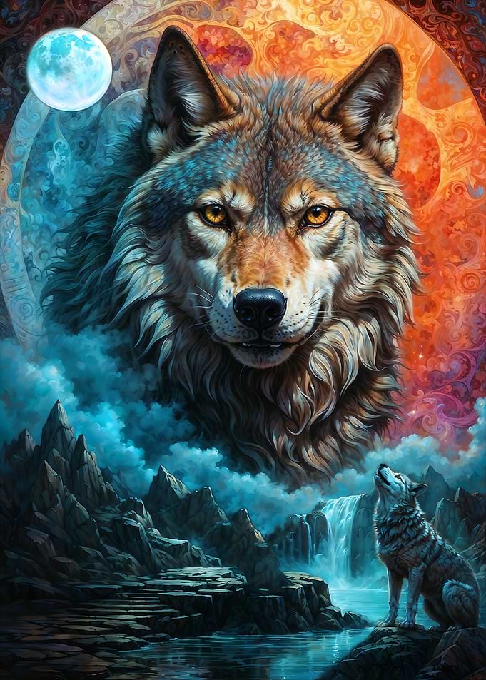 Mystical Moon Lone Wolf