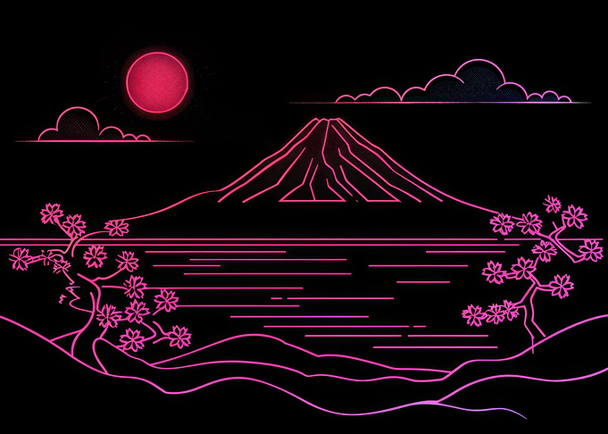 Landscape Japan Dark Neon