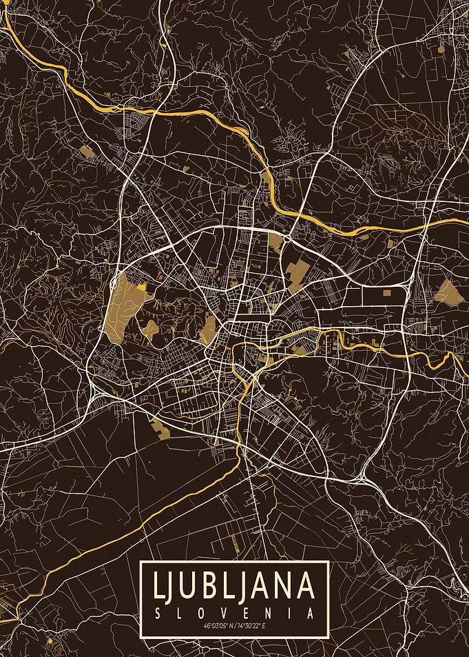 Ljubljana City Map Pastel