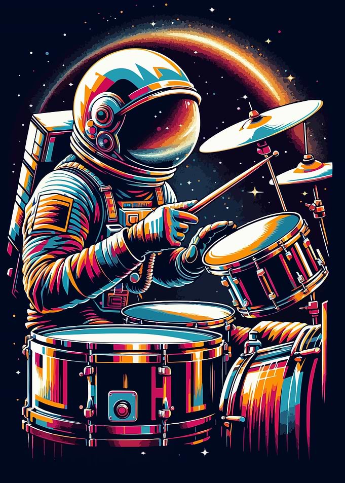 astronaut play drum kit