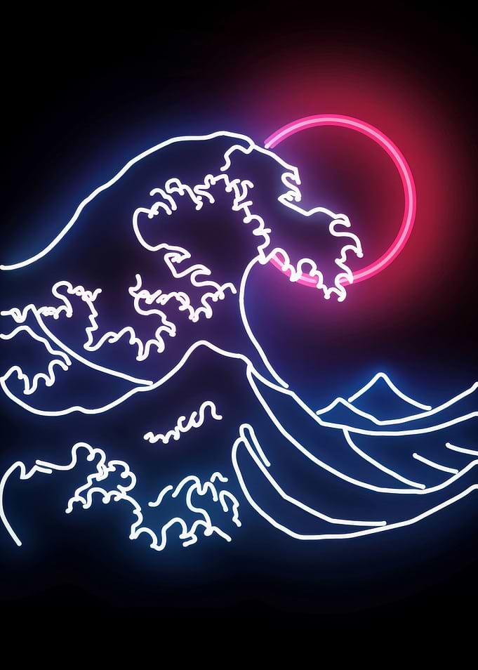 Kanagawa Wave Japan Neon