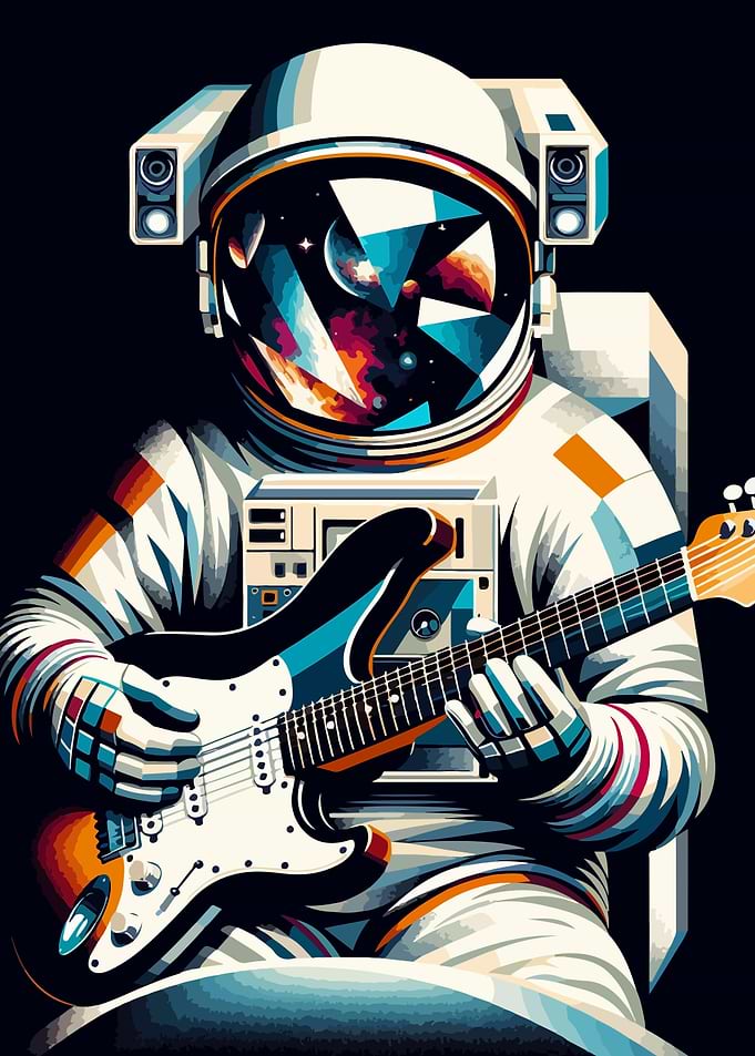 astronaut playing guitar