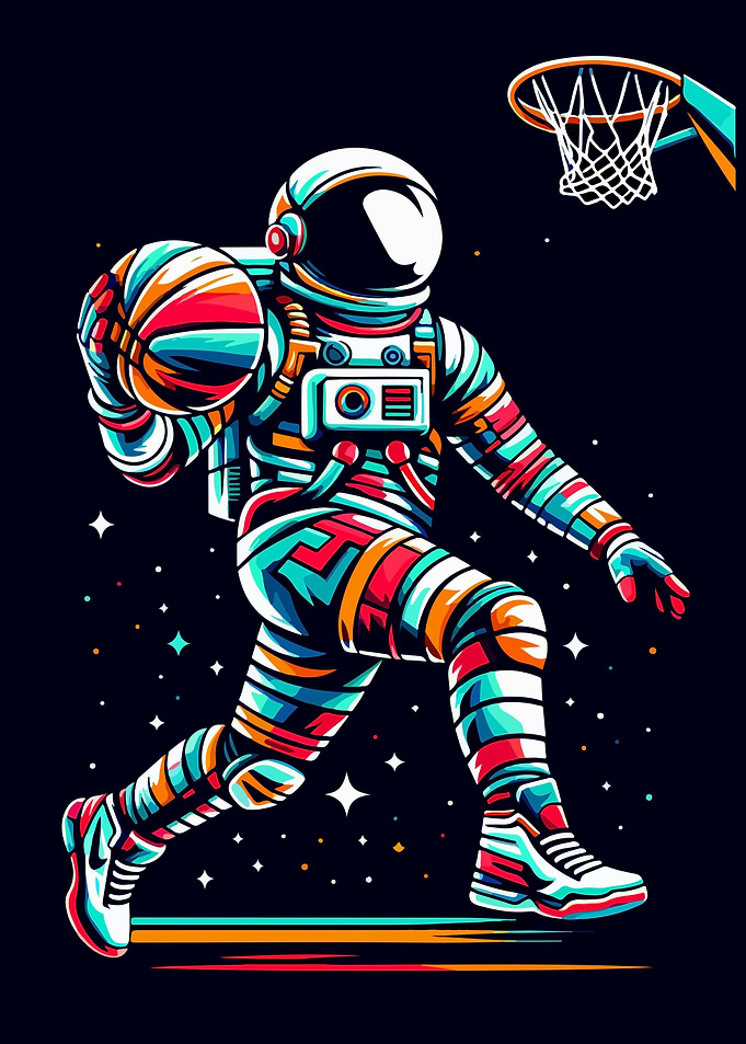 Astronaut play Basketball