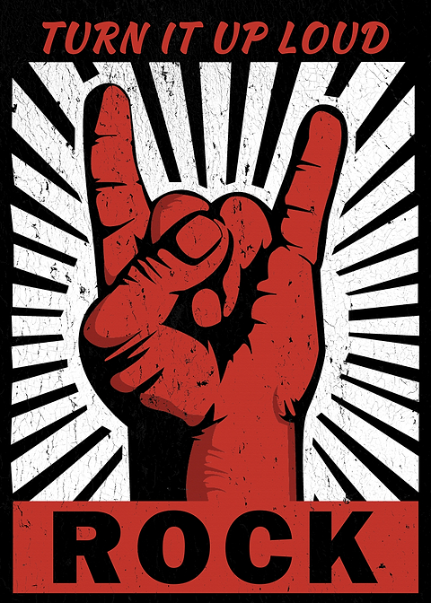 Rock Turn it Up Loud — man cave metal poster
