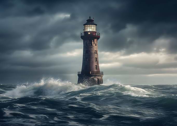 lighthouse wave