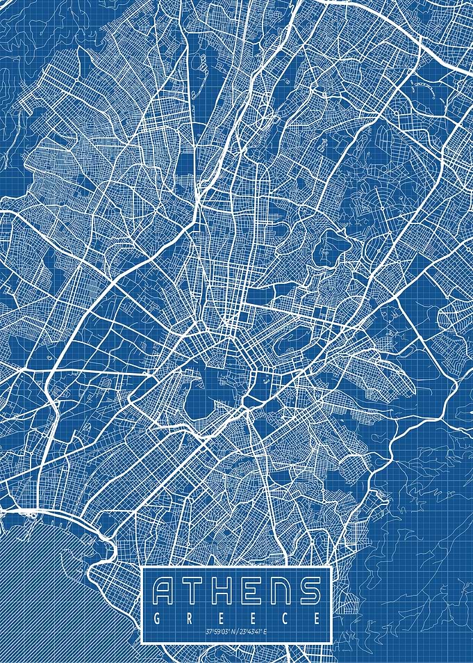 Athens City Map Blueprint