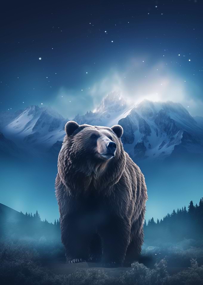 Brown Bear starry Aurora
