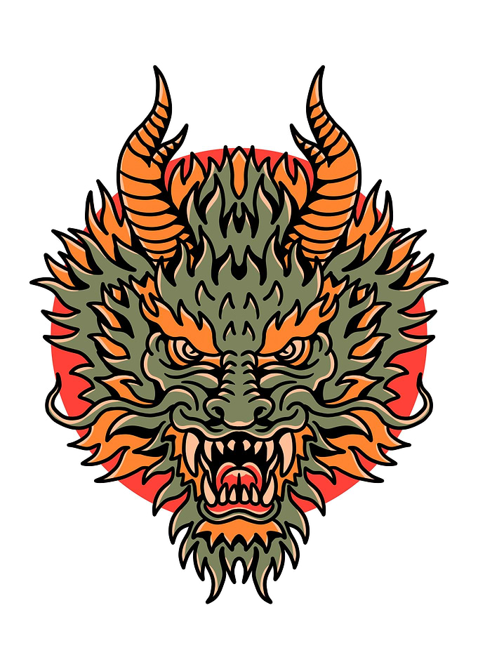 dragon face tattoo