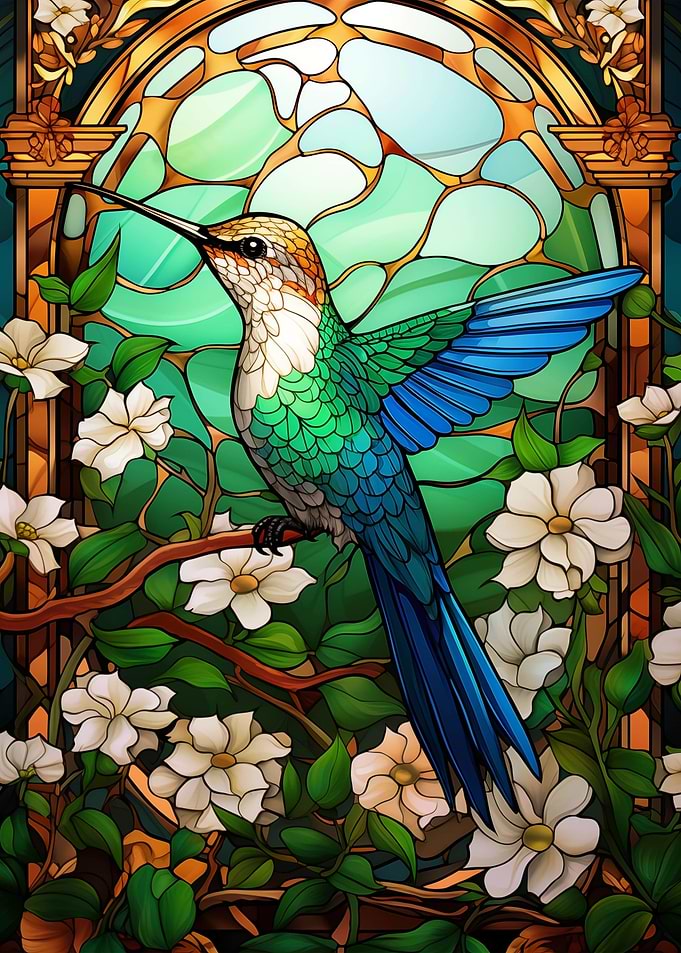 Hummingbird Kintsugi Art