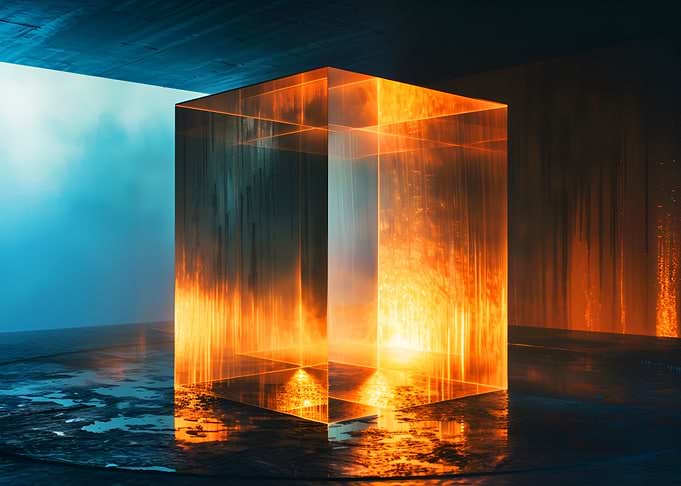Gold Prism Cube Crystal