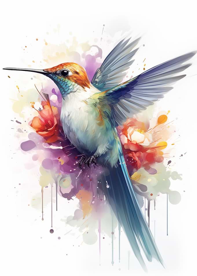 Watercolor Hummingbird