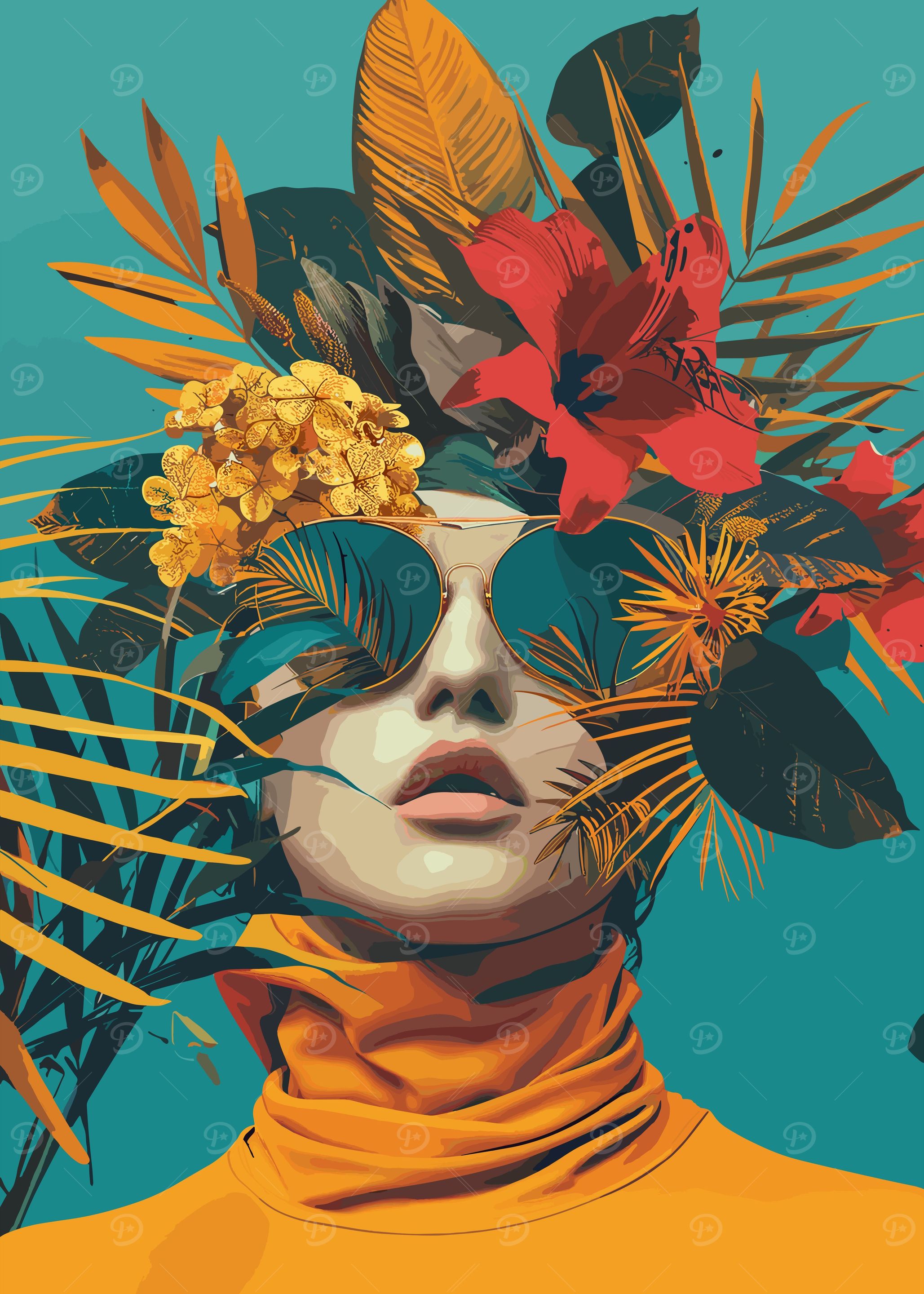 Woman covered in Flowers