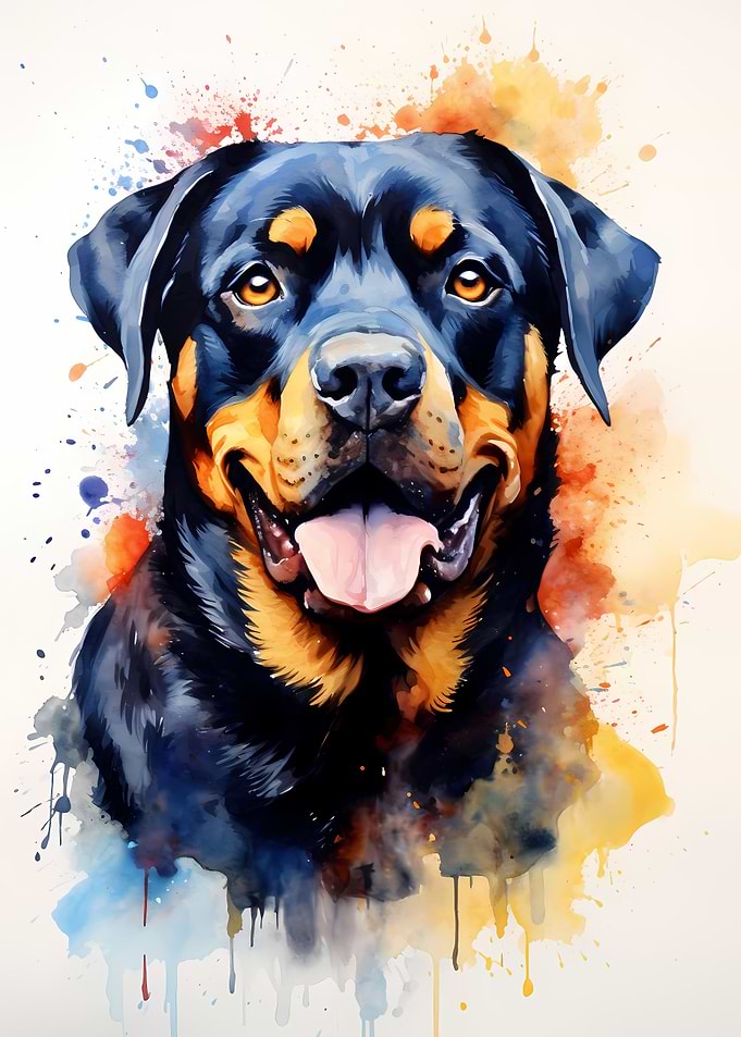 Rottweiler in Watercolor