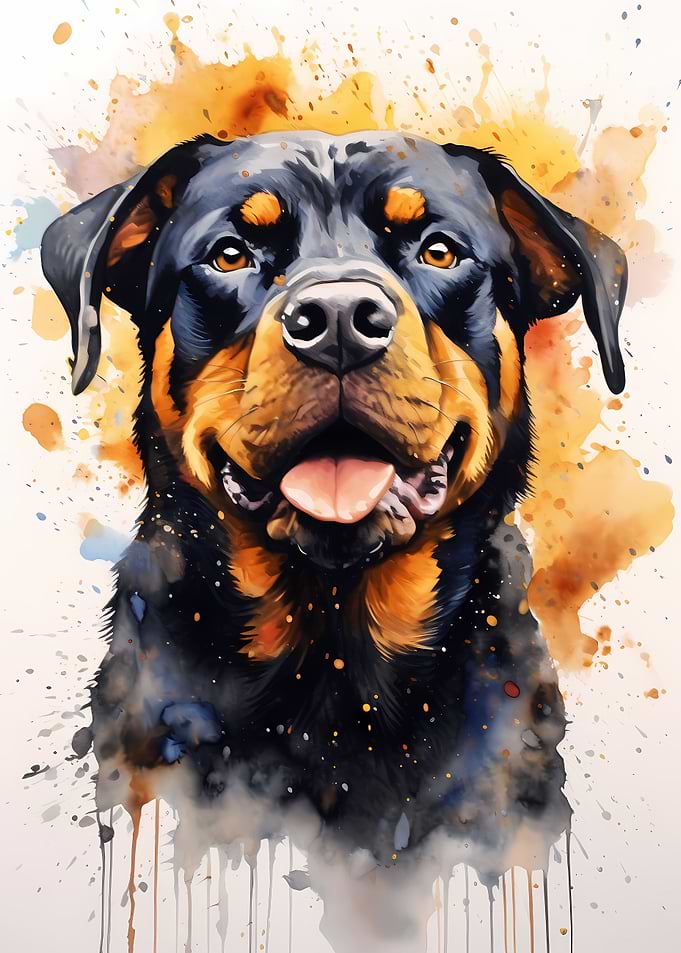 Rottweiler in Watercolor