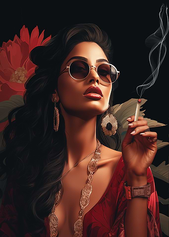 woman smoking art Bar W