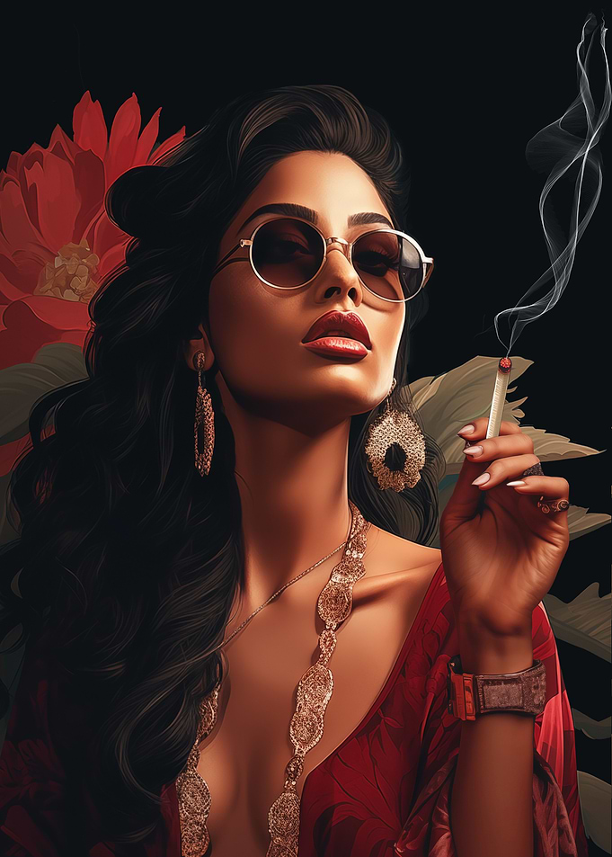 woman smoking art Bar W