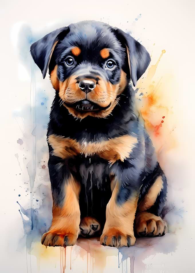 Rottweiler in Watercolor