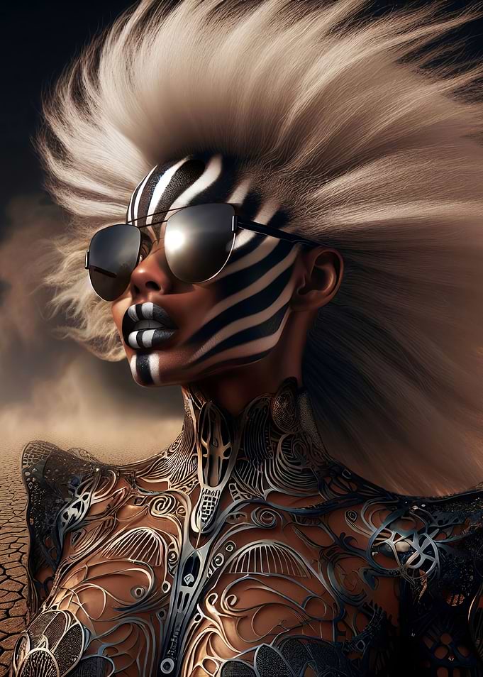 African Woman Zebra Look