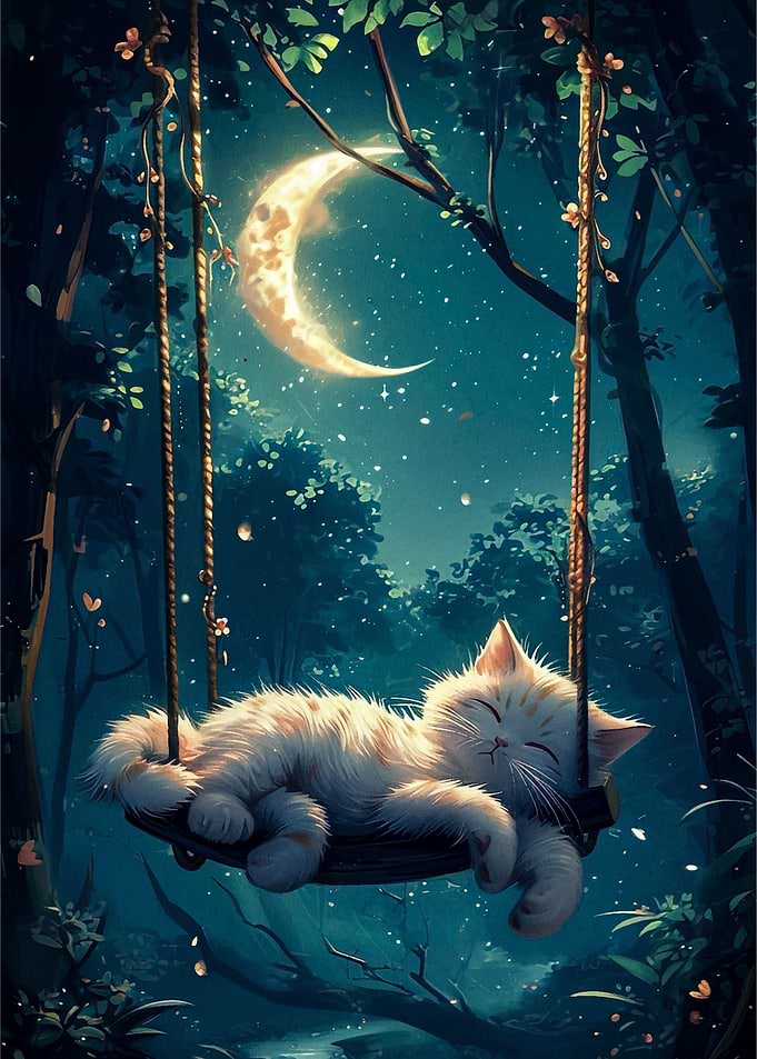 cat moon night
