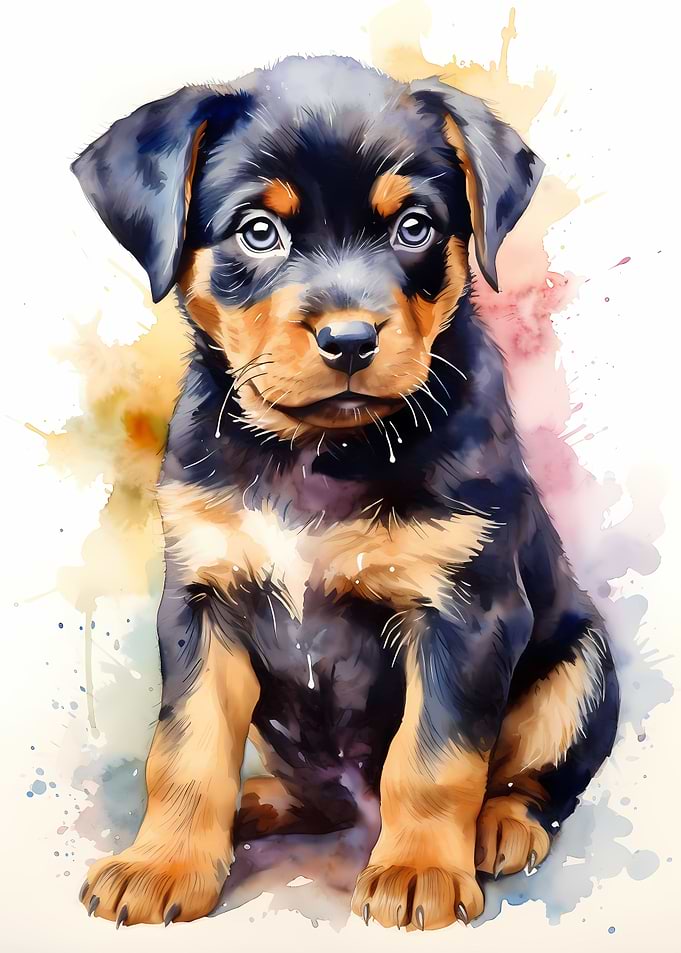 Rottweiler in Watercolor