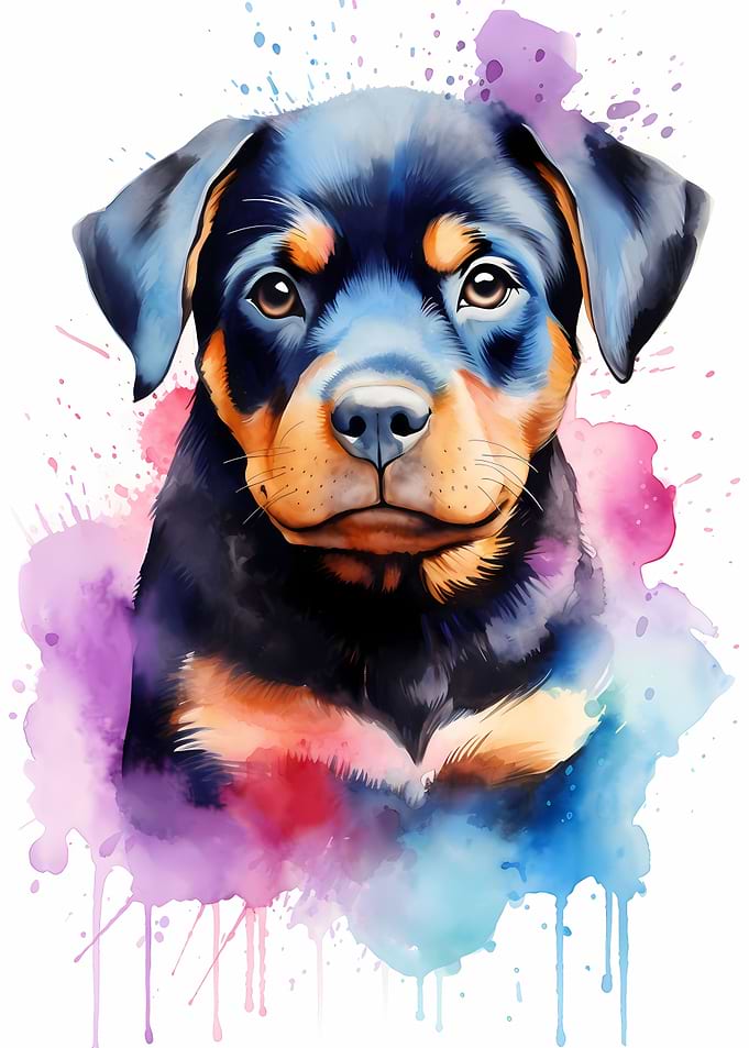 Rottweiler in Watercolor
