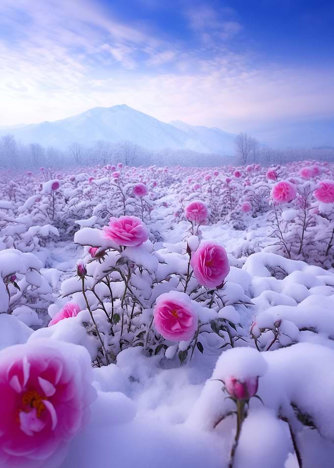 Roses in Snowfall