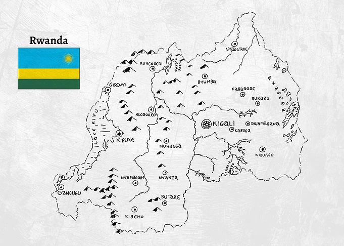 Handdrawn Rwanda Map