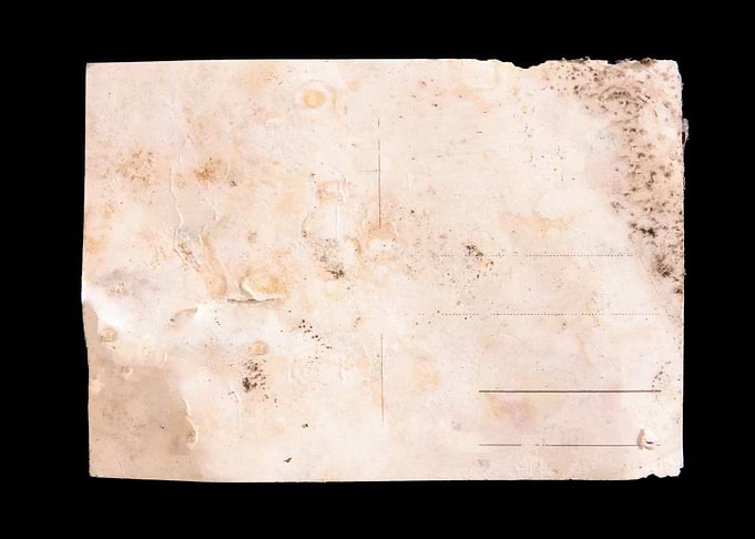 Postcard destroyed ruined