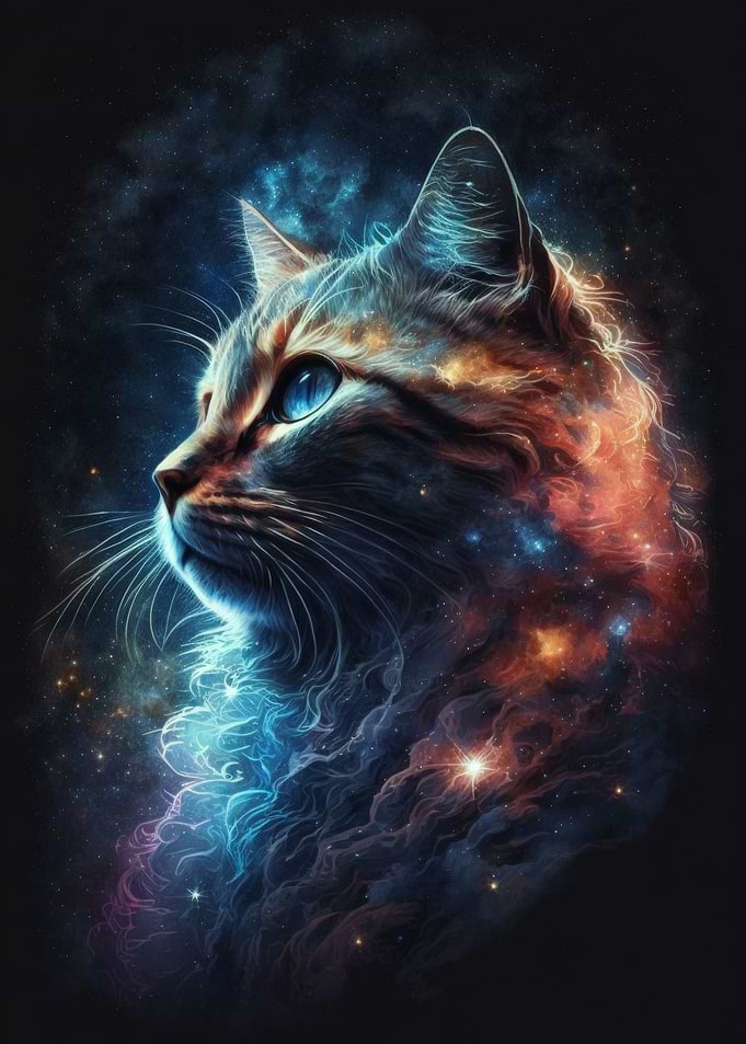 Cosmic colorful space cat