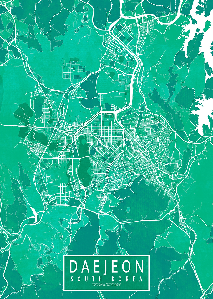 Daejeon City Map Watercolo