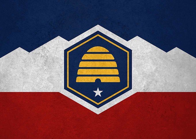 New Flag of Utah on Wall